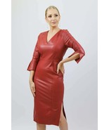 Genuine Lambskin Leather Women&#39;s Dress RED Handmade Casual Formal Elegan... - $2,948.41 MXN+