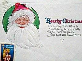 Santa Vintage Christmas Postcard Original Embossed 1924 Health Stamp Series C-11 - £11.73 GBP