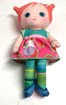 Mooshka Tots Plush Stuffed Doll Toy Zapf Karia Cloth Pink Hair Watermelon Dress - £10.10 GBP