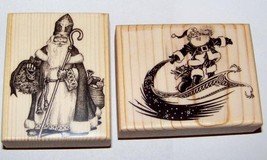 Old St Nick &amp; Santa on Magic Carpet Buy 1 or 2 New Christmas Rubber Stamps - £11.09 GBP
