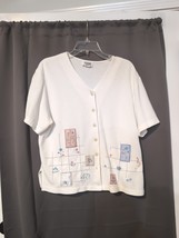 Vintage Teddi Cardigan Large Embroidered Cottagecore Granny Grandma Flor... - $263.84 MXN