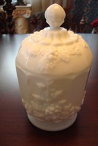 Westmoreland milk glass lidded footed candy dish Grapes desing pattern [... - $38.21