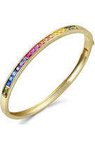 ADIRFINE 18K Gold Plated Multi Colored Princess Cubic Zirconia Bangle Bracelet - $47.99