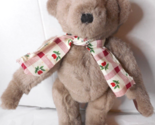 Classic Brown 12&quot; Teddy Bear Jointed Plush Toy Padded Feet Berry Bow Str... - $14.84