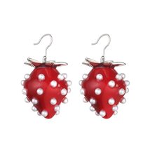 Women Girls Drop Earrings Transparent Red Cute Sweet Sweet Strawberry Ear Hook P - £9.52 GBP