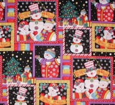 Snowman Fabric Very Colorful Cotton Christmas Quilting Weight Peppermint Stripes - £19.18 GBP