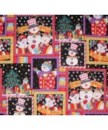 Snowman Fabric Very Colorful Cotton Christmas Quilting Weight Peppermint... - $24.00