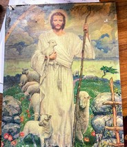 Vintage print of Jesus and lamb - £23.66 GBP