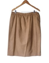 Vtg Pendleton Classic Virgin Wool Straight Skirt Size 18 Beige Lined Slit USA - £21.25 GBP