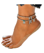 Retro Ethnic Style Creative Alloy Tassel Double Layer Summer Set Anklet - $8.30