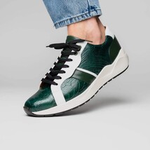 Lyon Genuine Ostrich and Calfskin Fashion Sneaker Green / White image 7