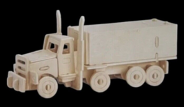 3D Truck Raw Wood Puzzle Transportation Construction Art Craft 38 Pieces - $235.72 MXN