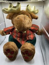 VTG Snowflake Friends Walmart Christmas Moose Reindeer Red Green Clothes Plush - $30.84