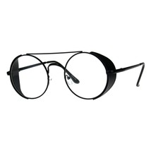 Steampunk Lateral Cubierta Gafas Lentes Transparentes Metal Redondo Plano Top UV - £10.03 GBP+