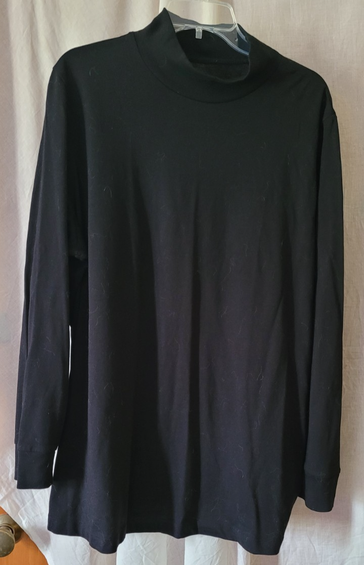Women&#39;s Woman Within 22/24 1X Black Crew Neck Black Pullover Shirt Solid... - $12.99