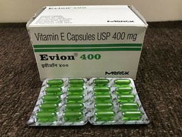 100 Capsules Evion 400 mg Capsule Vitamin E For Face Hair Acne Nails - $15.99