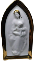 Madonna and Child Form  Limoges Castel France  Porcelain with Gold Trim - $710.87 MXN
