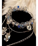 Must see to appreciate-OOAK Unusual Wire Wrapped Blue/Clear Beaded Neckl... - £30.37 GBP