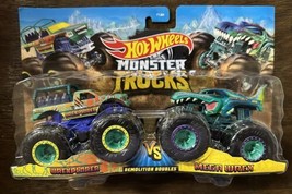 2022 Hot Wheels Monster Trucks Demolition Doubles 1/64 Wrexplorer Vs Mega Wrex - £12.78 GBP