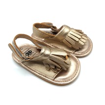 Romirus Baby Girls Sandals Faux Leather Fringe Gold Size 2 6-12M - £7.75 GBP