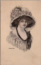 Artist Marjorie McMein Beautiful Face Woman Portrait Stunning Hat Postcard X14 - £9.34 GBP