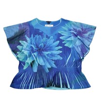 Westbound Shirt Womens PXL Blue Petite Dolman Sleeve Round Neck Floral Studded - £13.97 GBP