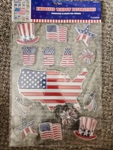 Independence Day Patriotic Embossed Window Decorations Sticky Backs 14 P... - $10.56