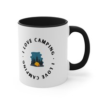 I love camping nature lovers outdoor fun gift Accent Coffee Mug, 11oz D2 - £14.15 GBP