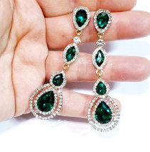 Bridesmaid Drop Earrings, Rhinestone Crystal Earrings, 3 inch Chandelier Earring - £27.48 GBP