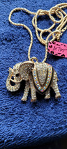 New Betsey Johnson Necklace Elephant Collectible Decorative Rhinestone Nice - £11.98 GBP
