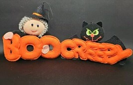 Vintage Russ Berrie Halloween Felt Witch BOO and Bat CREEPY Ornaments - £23.65 GBP