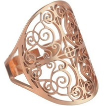 Filigree Boho Ring Rose Gold Stainless Steel Victorian Style Bohemian Band - £11.98 GBP