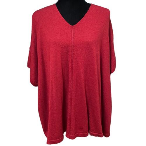 Primary image for J Jill Bordeaux Cranberry Merino Wool Blend Poncho Sweater One Size