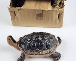 Vintage Wony Japan Turtle in Box Hand Painted Ceramic Life-like  4&quot; length - $17.81