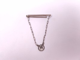 ✅ Vintage Mens Chain M Monogram Neck Tie Clasp Bar Clip Silver Tone Metal - £6.11 GBP