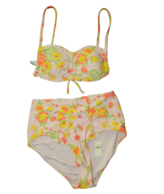 American Eagle Aerie Floral Ruched Retro High Waist Bikini Swimsuit Size M-L - £23.16 GBP