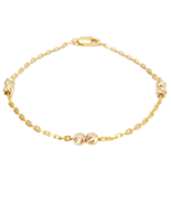 22ct Gold Baby Bracelet Six Diamond Cut Beads &amp; Cable link Chain 5 Inches - €365,52 EUR