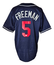 Freddie Freeman Atlanta Signé Bleu Marine Baseball Jersey JSA - £186.08 GBP