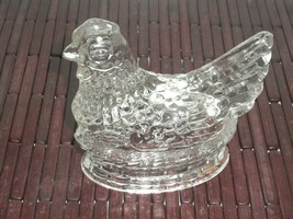 J H Millstein Crystal Glass Chicken Hen On Nest Candy Container Lid Vintage - £23.48 GBP