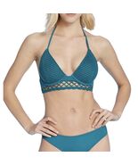 Shade Shore Crochet Triangle Bikini Top 36DD Ocean Blue Teal Longline Bo... - $14.80