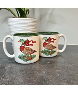 2-Vintage 1987 Potpourri Press Ceramic Holiday Christmas Mallard Duck Coffee Cup - $24.99