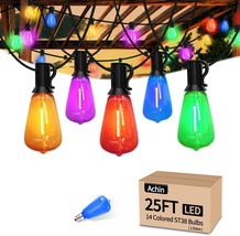 Outdoor String Lights Multicolor 25FT Colored Patio Lights Waterproof with 13 1  - £36.78 GBP