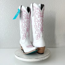 Lane SMOKESHOW Womens Cowboy Boots Sz 8 White Pink Leather Western Cowgirl Tall - £191.28 GBP