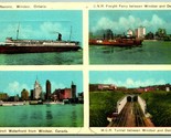 Multiview Ships Landscapes Detroit Michigan Ontario Canada WB Postcard F14 - £6.54 GBP