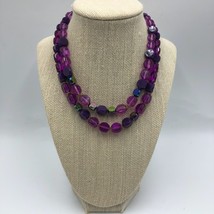 Vintage West Germany Women&#39;s Purple Multi-strand Layered Purple Beaded Necklace - £24.09 GBP