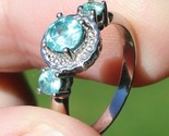 STERLING SILVER &amp; AQUAMARINE blue ladies ring band .925 size 5 ESTATE SALE! - £27.88 GBP