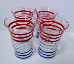 4 VTG Anchor Hocking BETSY ROSS Tumblers Red White Blue Stripe Drinking Glasses - £22.04 GBP
