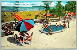 Grant Park Spiaggia Milwaukee Wi Wisconsin Lino Cartolina J9 - £2.39 GBP