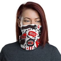 Funny Monsters Hello Black &amp; Red Breathable Washable Neck Gaiter - £13.10 GBP