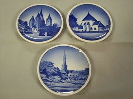 Vintage 3PC Lot Royal Copenhagen China Denmark Blue Church KIRKE Mini Pl... - $16.65
